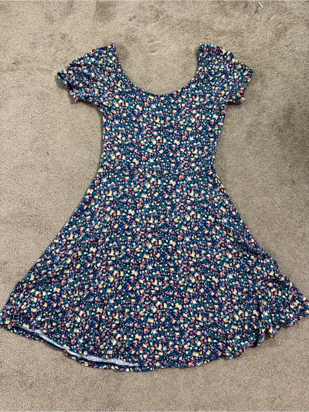Heart Hips Navy Floral Scoop-Back Mini Dress